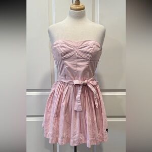 Abercrombie & Fitch Vintage Y2K Mini Dress Women’s M Babydoll Pink Stripped